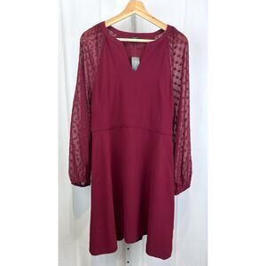 Ann Taylor Burgundy Long Sleeve Dress